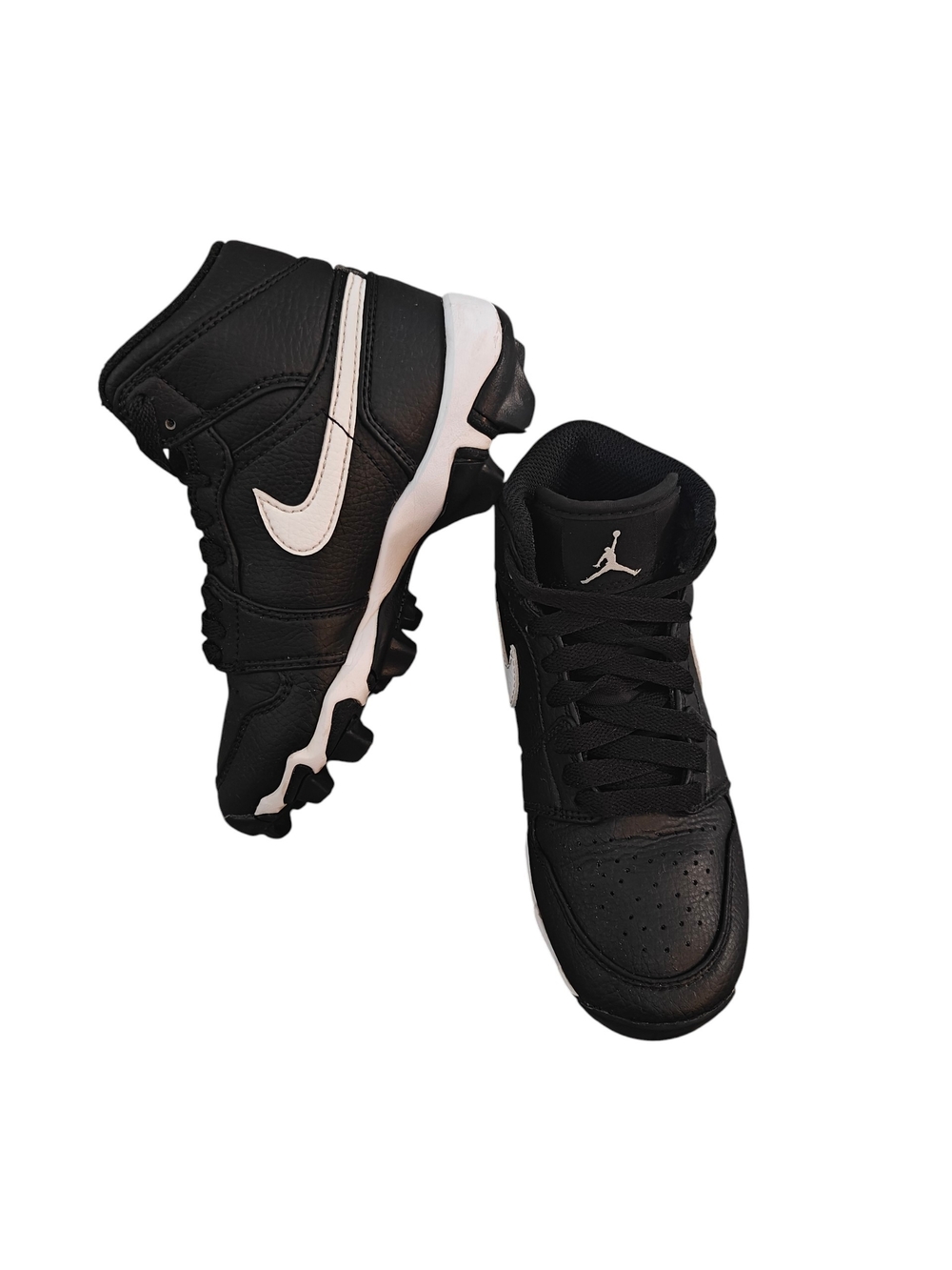Jordan 1 Mid Toddler Cleats in a Black and White Colorway 13c